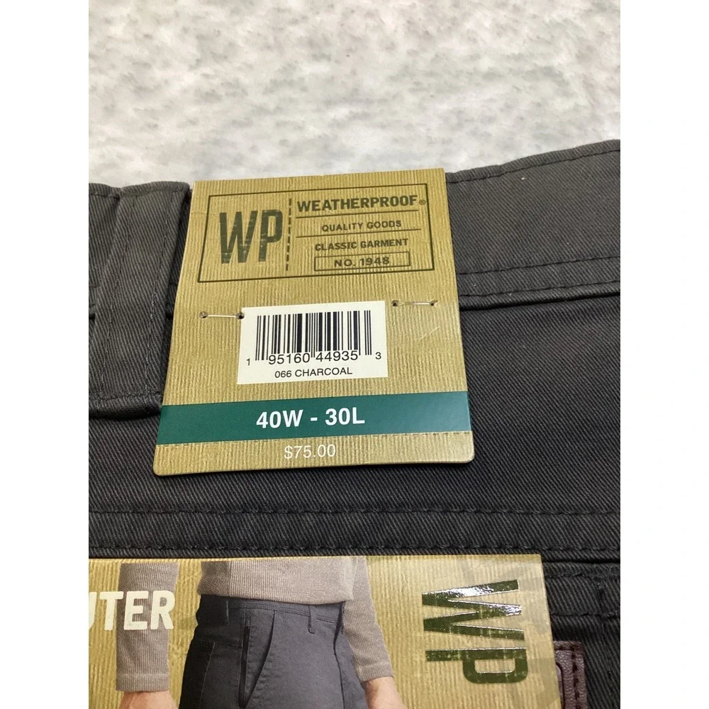 WP Weatherproof Mens Commuter Pant Charcoal Gray 40x30 Stretch Flex Waist‎ NWT